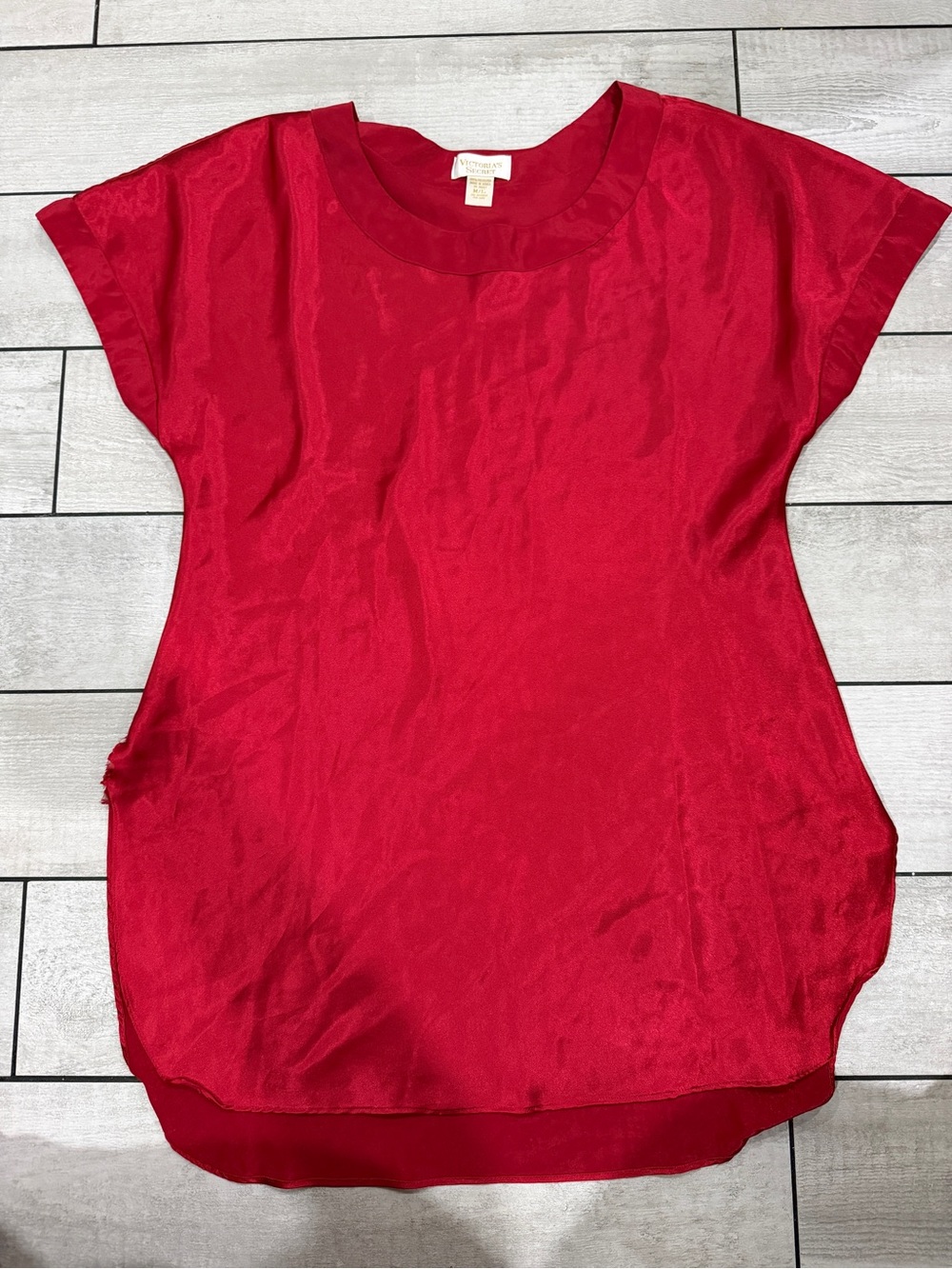 Victoria's Secret Red Satin Short Sleeve Chemise